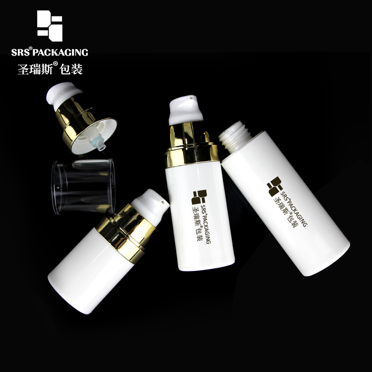 Luxury 15ml 30ml 50ml white  PP plastic Vacuum bottle with Airless pump for emulsion